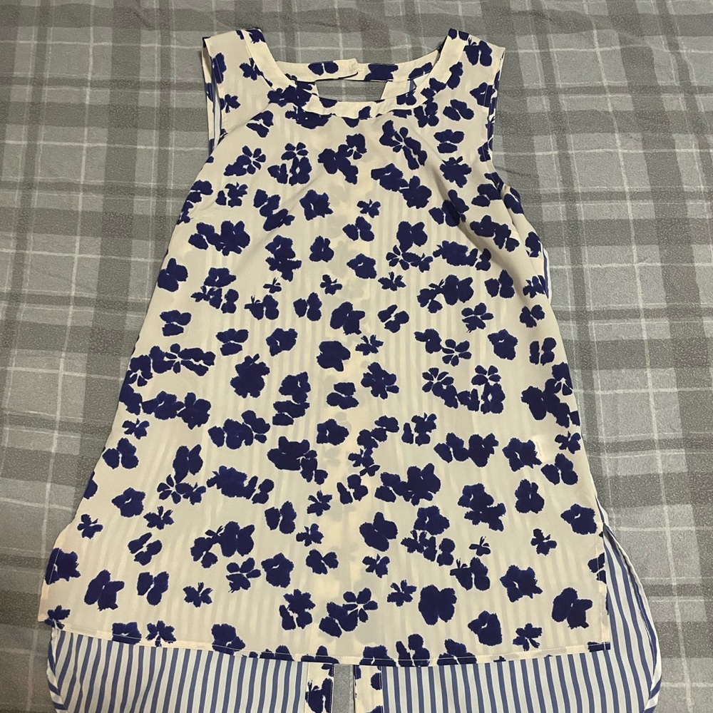 Cabi blue and white blouse
